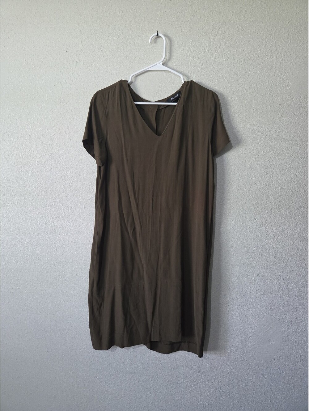 Madewell Olive Green V-Neck T-Shirt Dress
